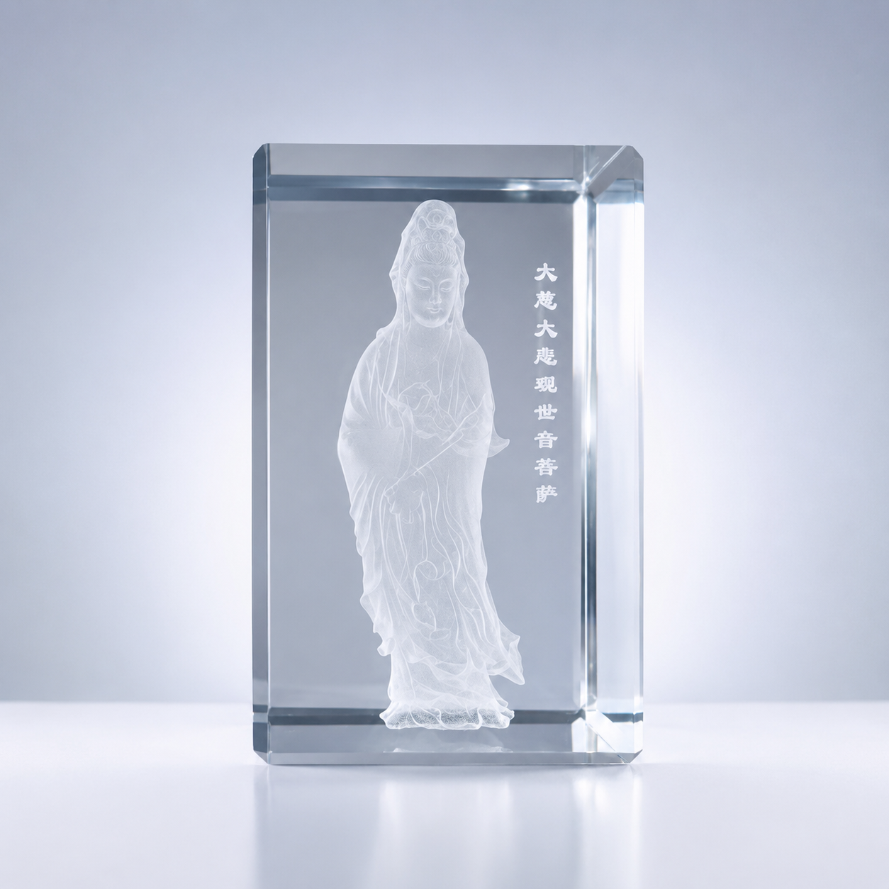 3D Crystal Guanyin Figurine Block