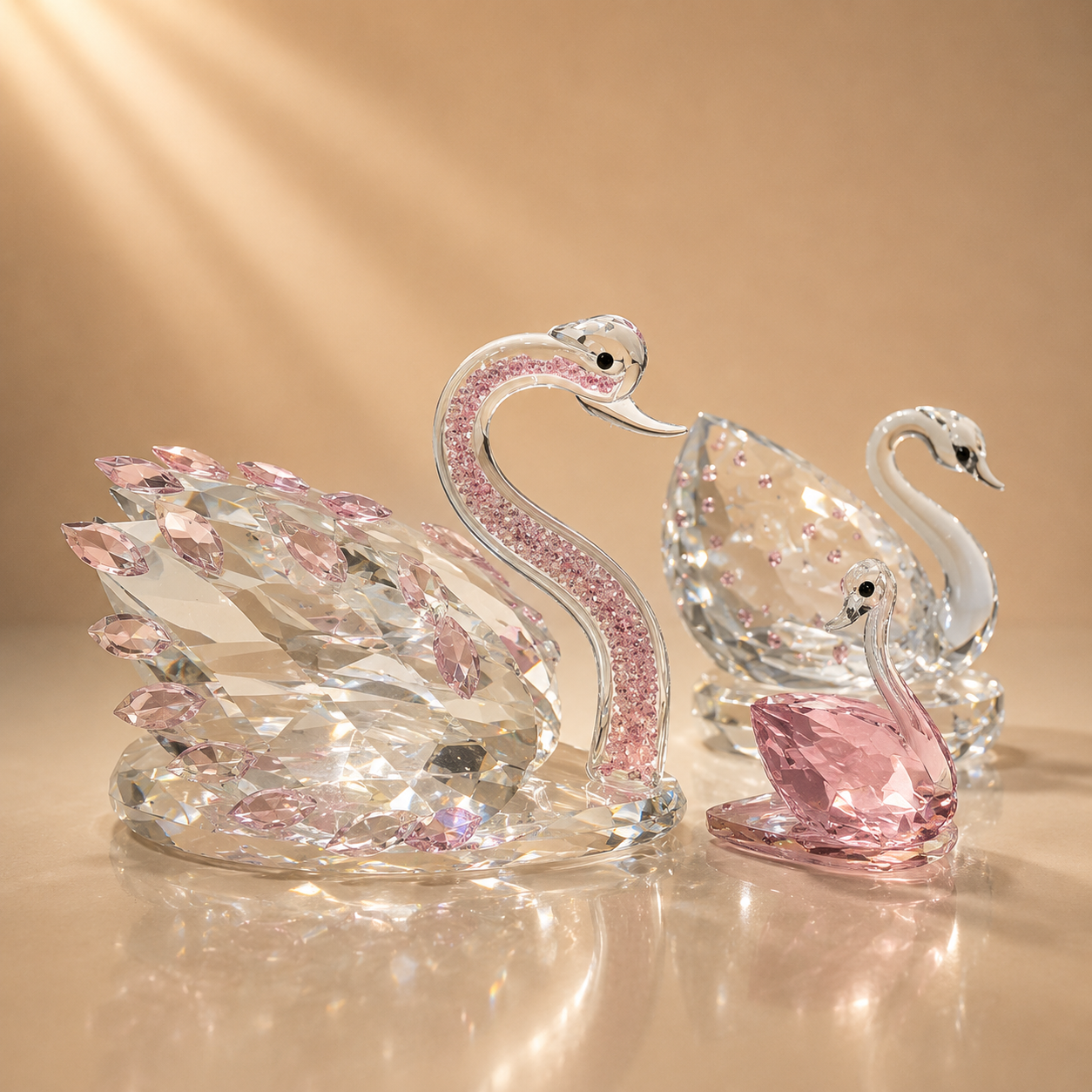Crystal Swan Family Centerpiece