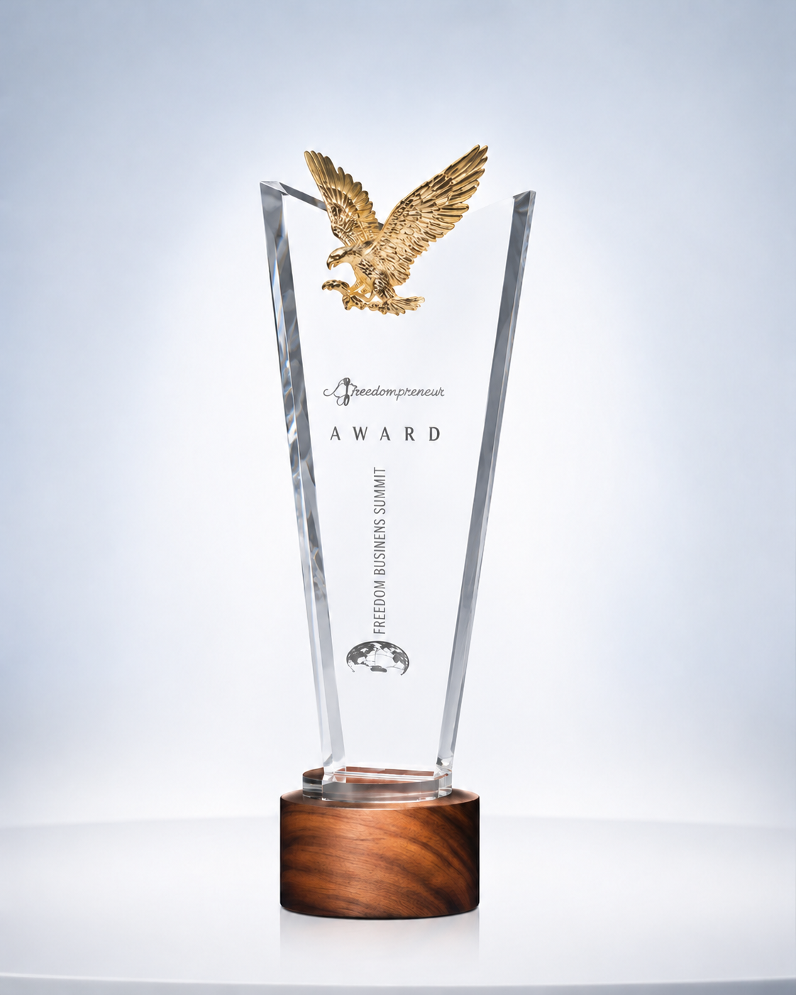 Wood & Crystal Golden Eagle Trophy