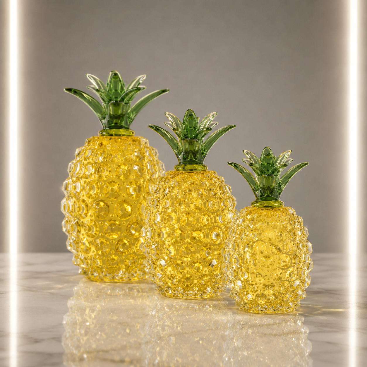Yellow Crystal Pineapple Figurines