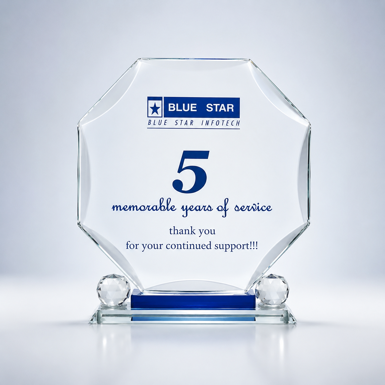 Crystal Service Recognition Plaque Award
