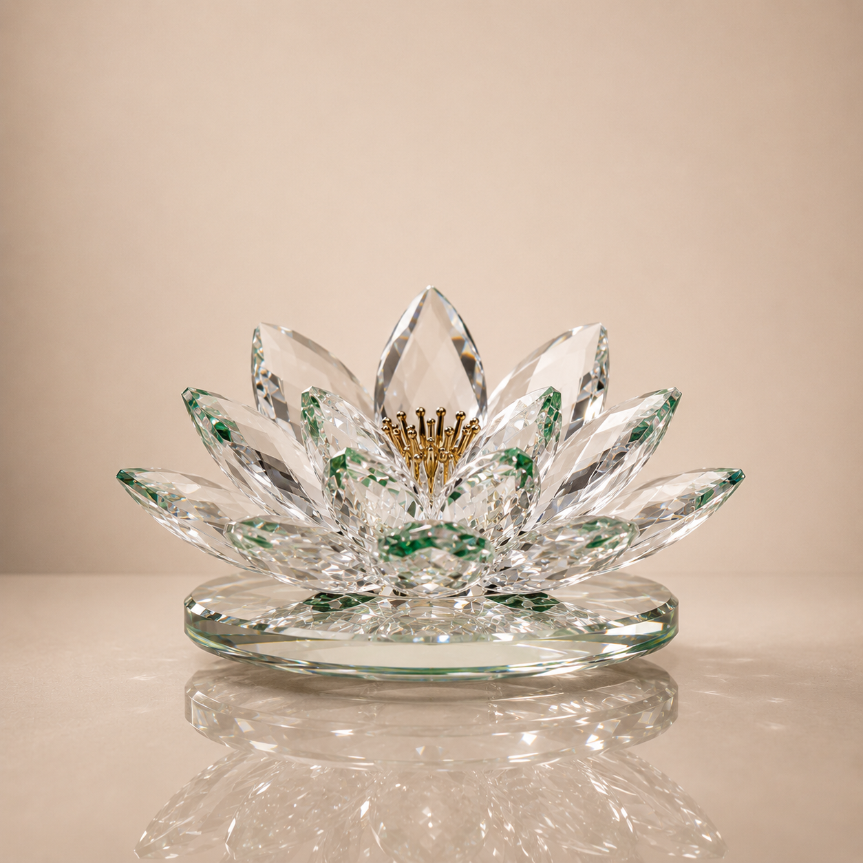 Classic Clear Crystal Lotus with Golden Stamen