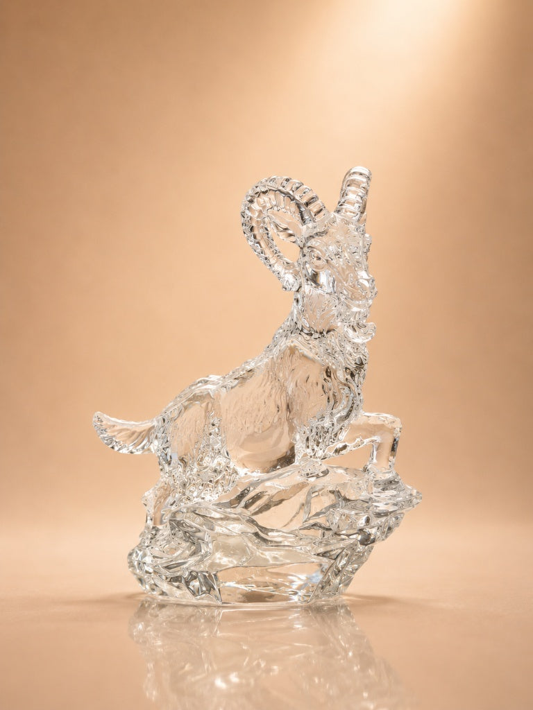 Clear Crystal Ram Figurine