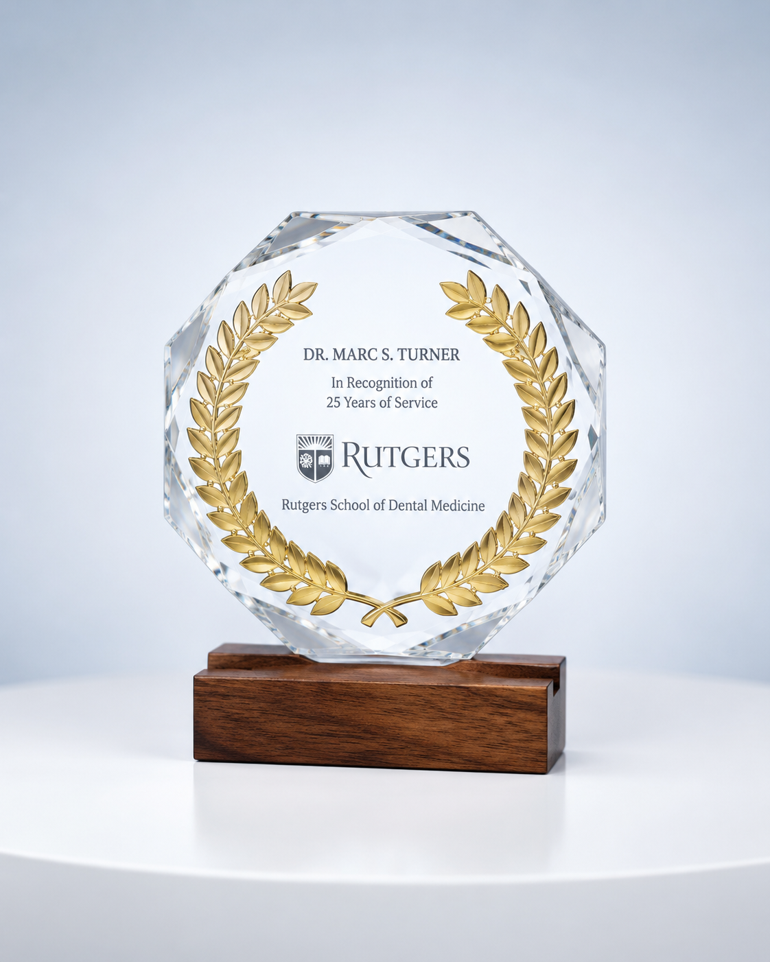 Wood & Crystal Laurel Service Award