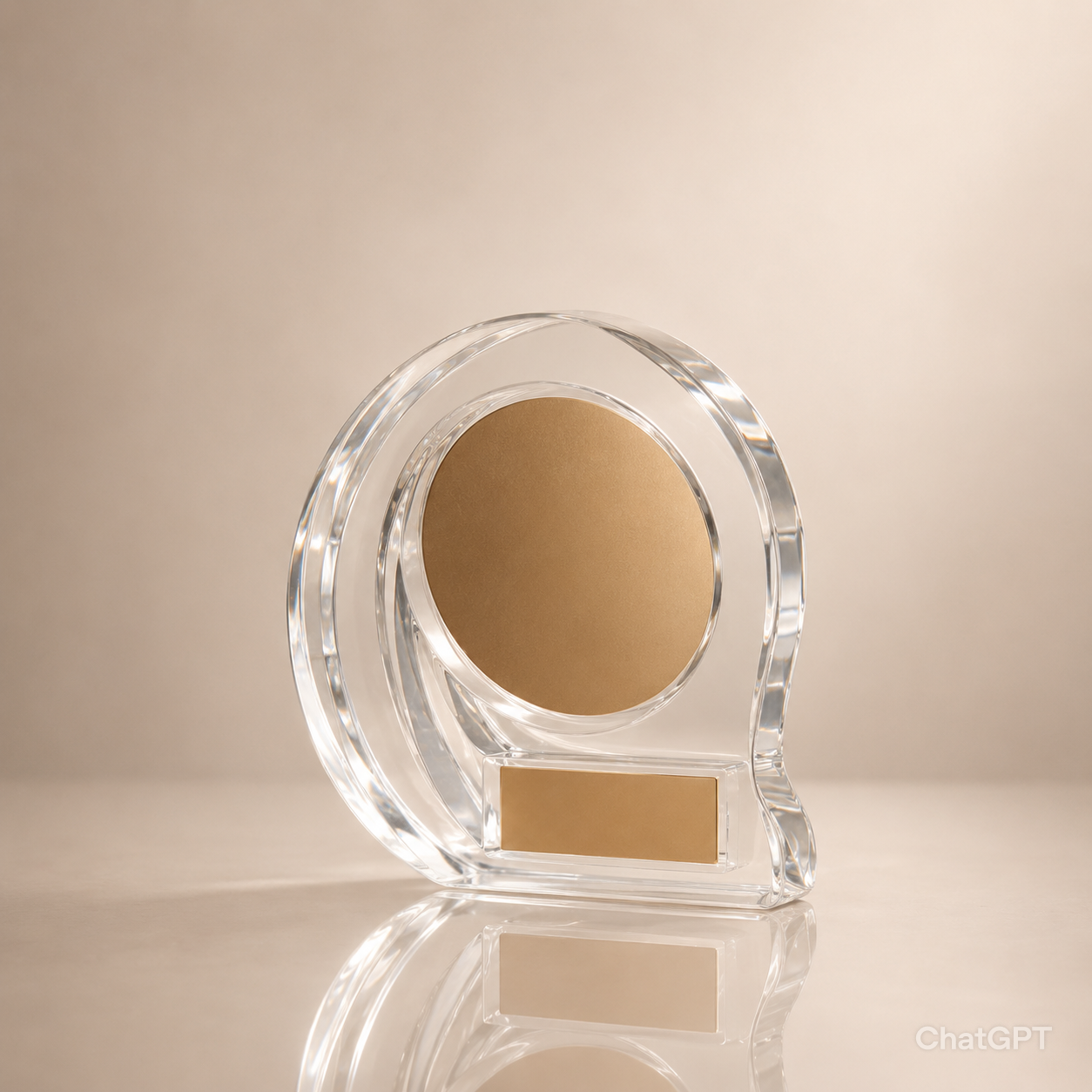 Blank Clear Crystal Curved Award with Gold Plates