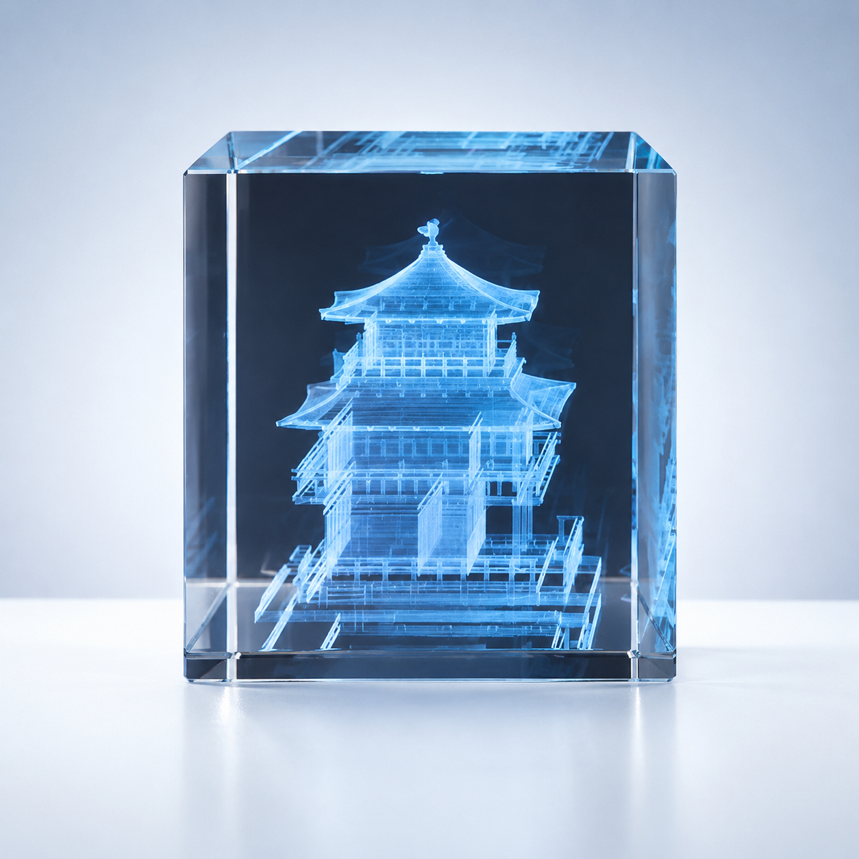 3D Crystal Pagoda Model Block