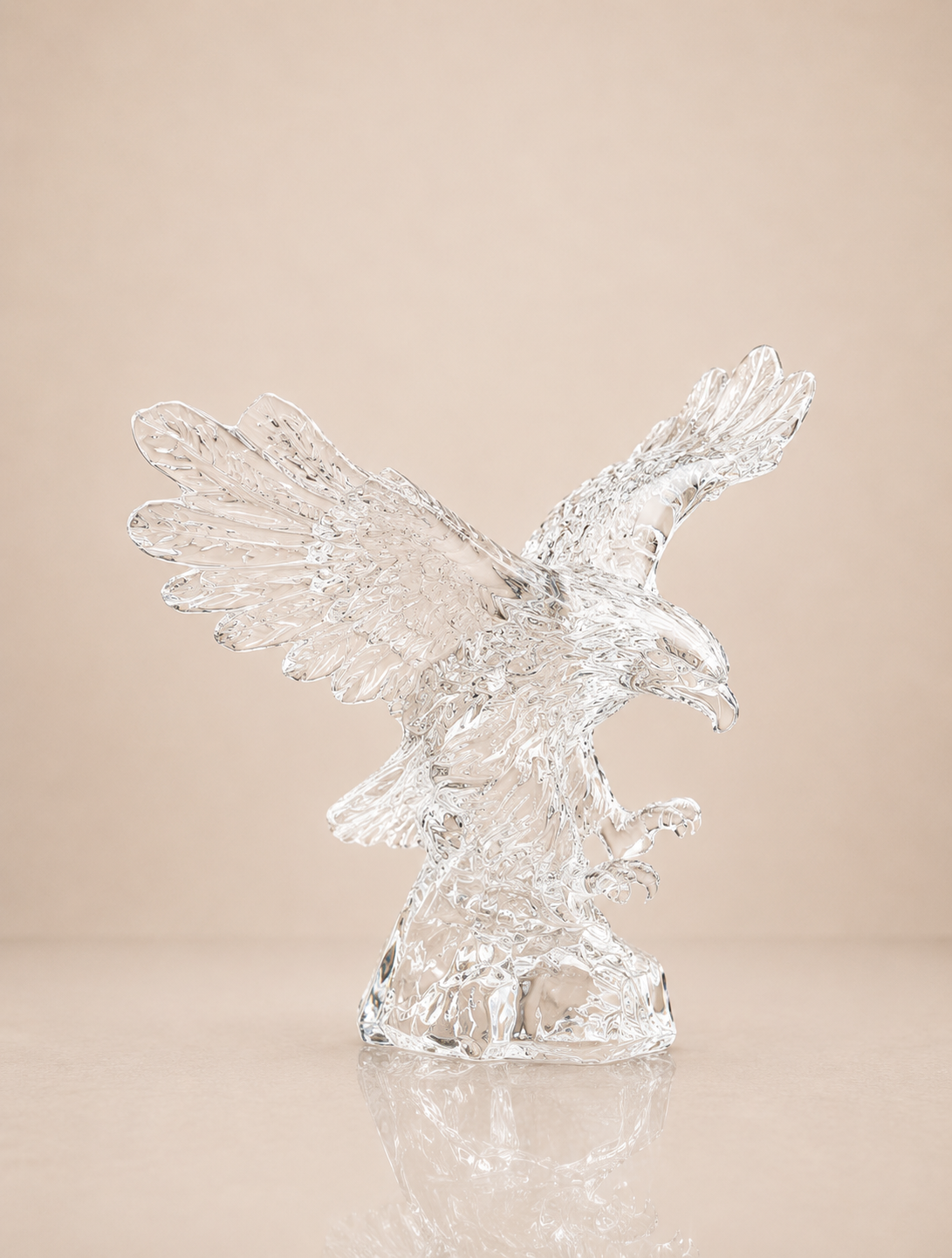 Clear Crystal Striking Eagle Figurine