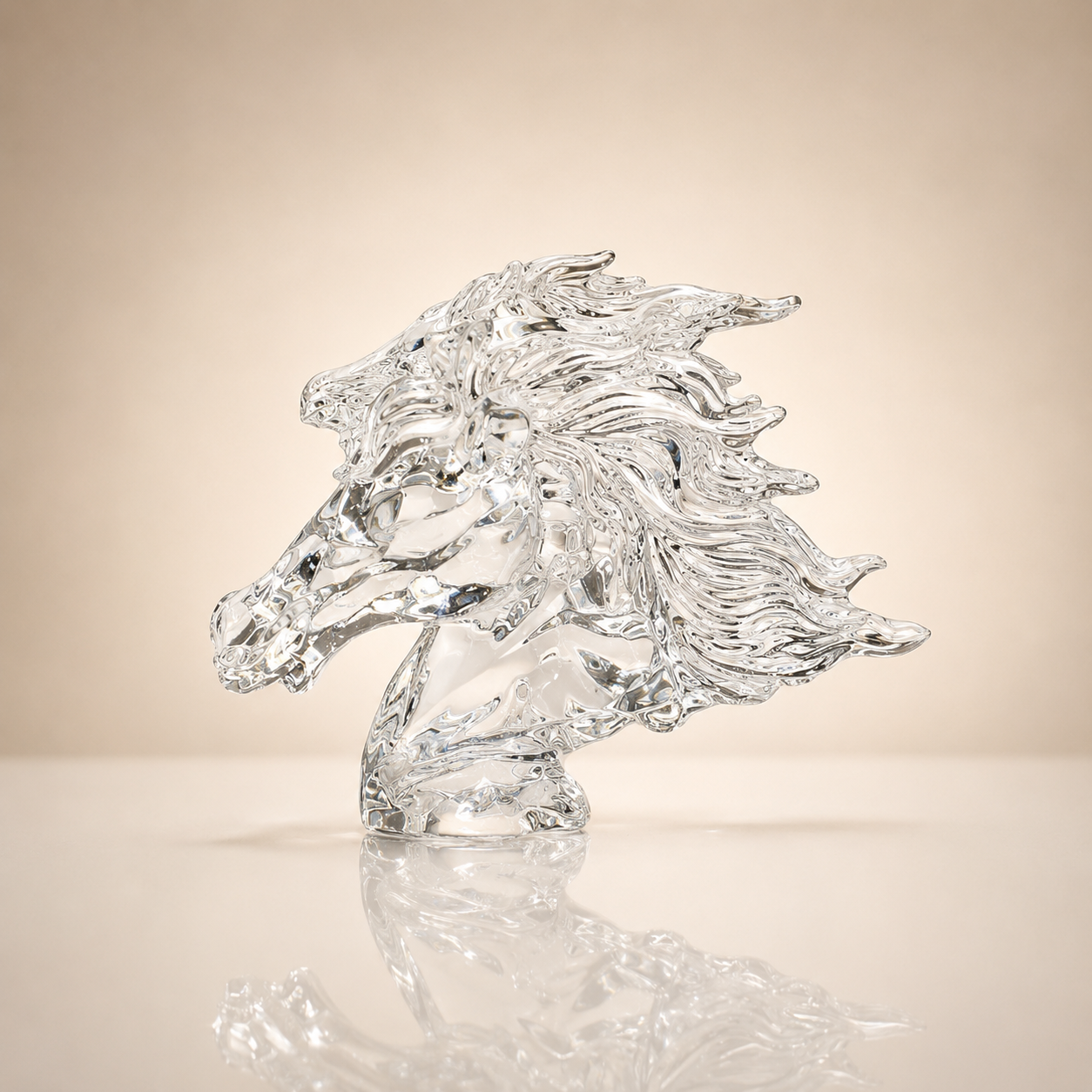 Clear Crystal Horse Head Figurine