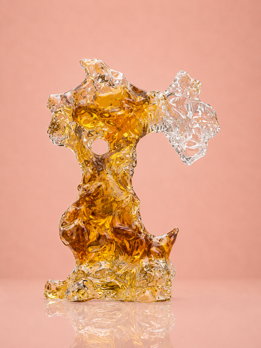 Abstract Amber Fluid Art Glass Sculpture