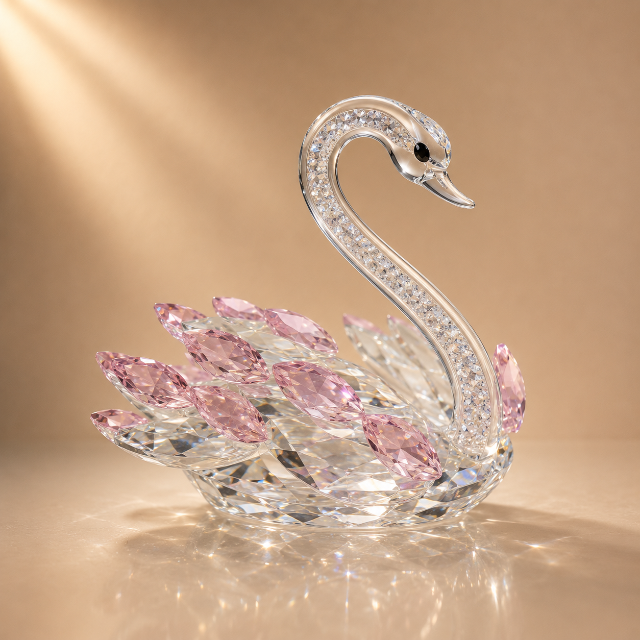 Elegant Crystal Swan with Pink Accents