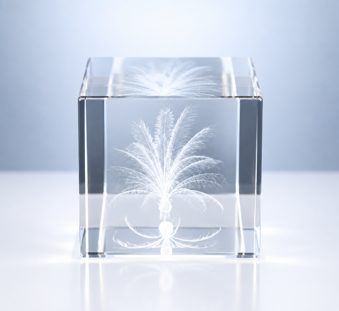 3D Crystal Palm Tree Cube