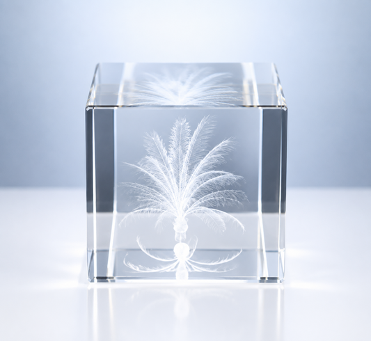 3D Crystal Palm Tree Cube