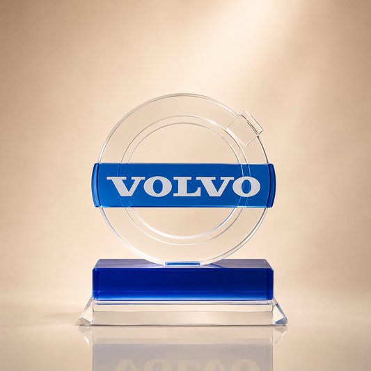 Blue & Clear Crystal Circle Award Trophy