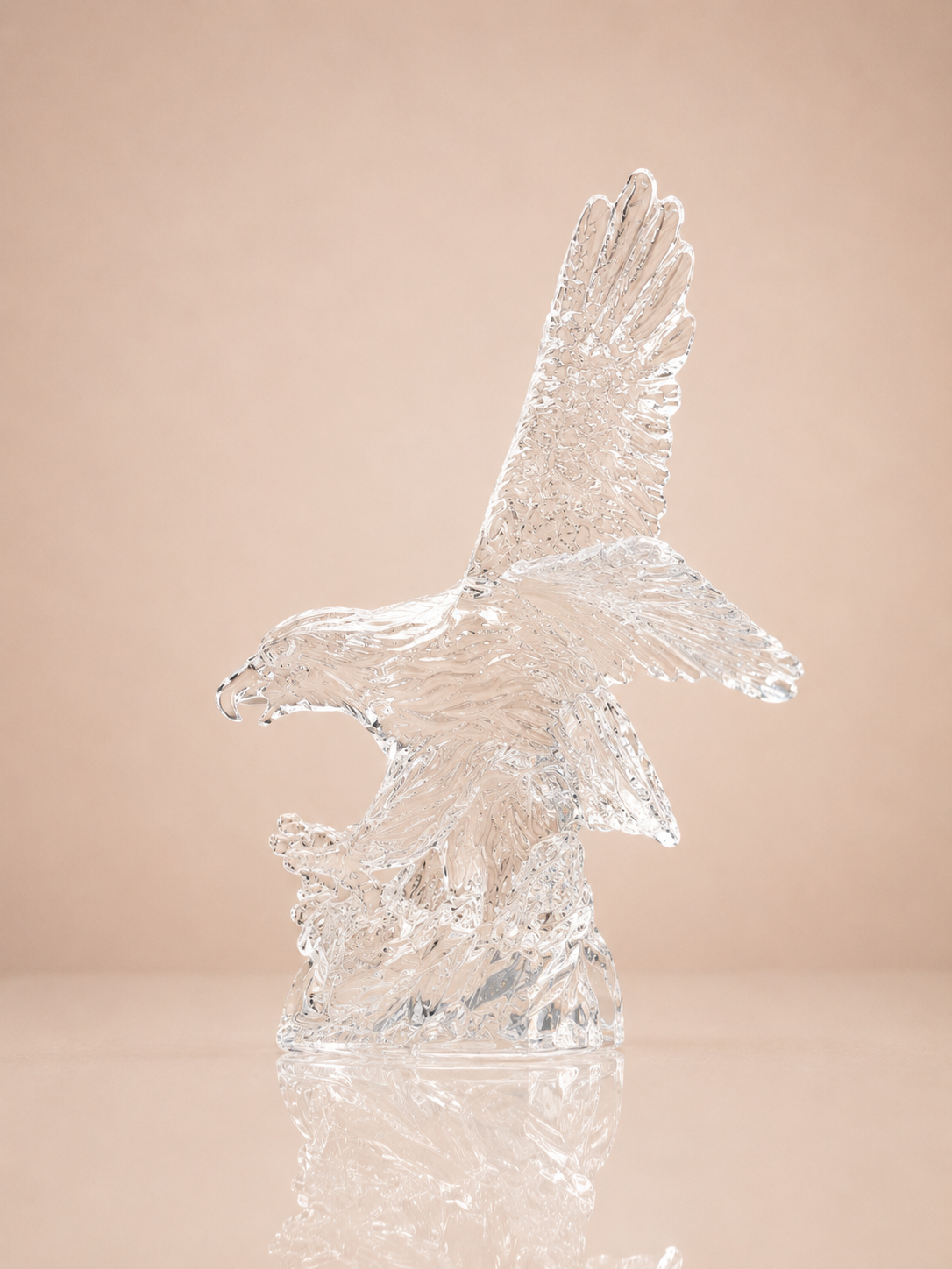 Clear Crystal Soaring Eagle on Rock Base