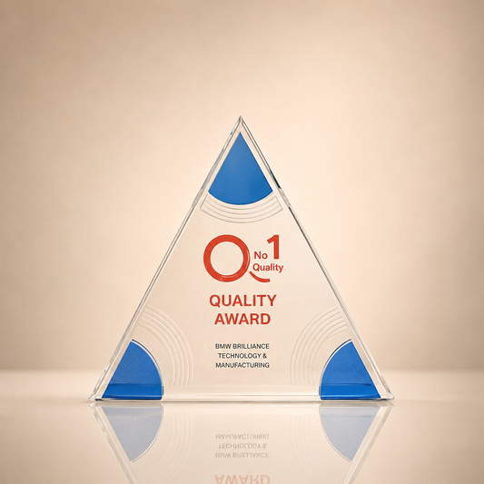 Blue & Clear Crystal Triangle Award Trophy