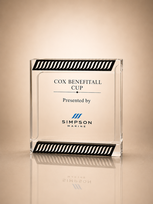 Clear Crystal Square Award with Black & White Striped Borders
