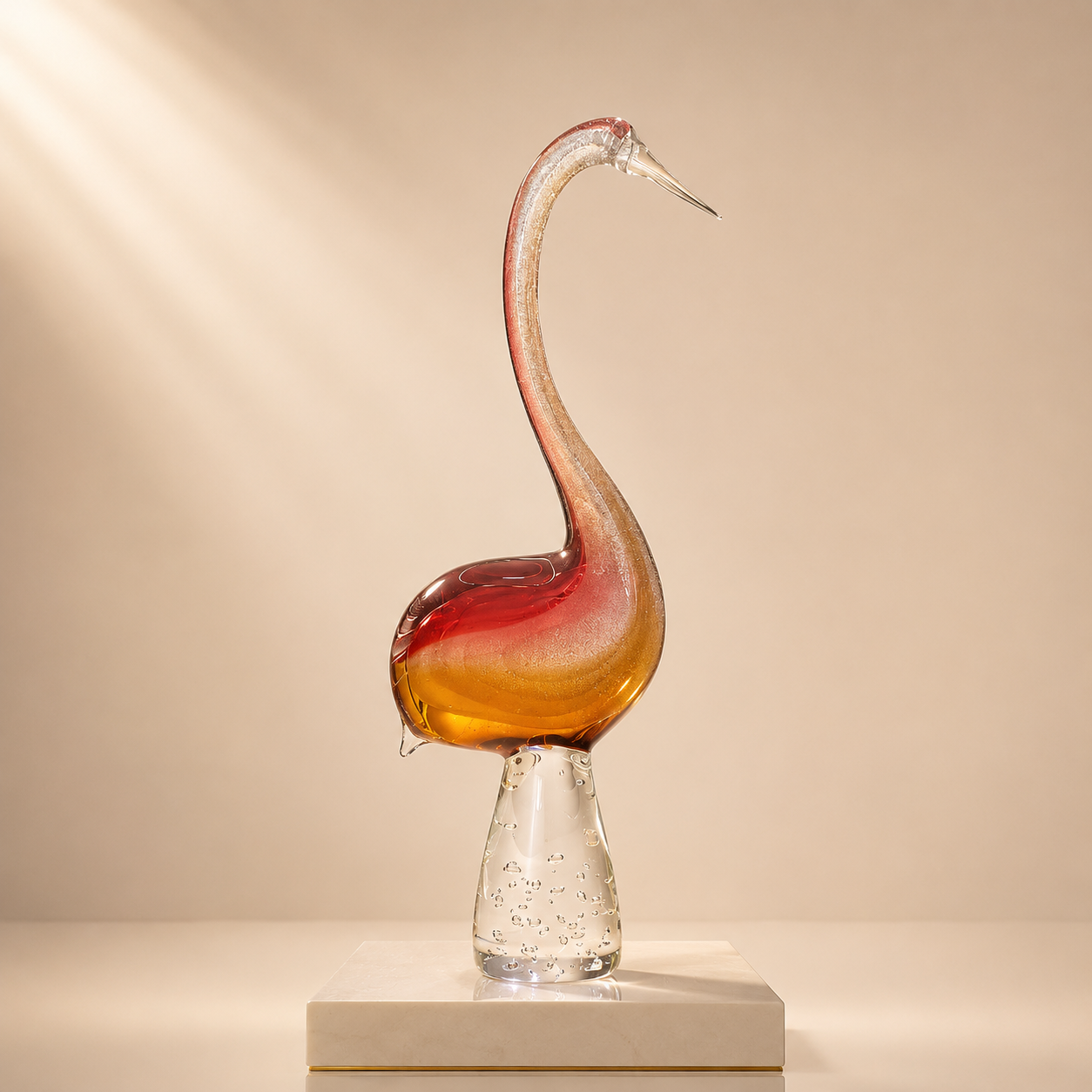 Elegant Gradient Crystal Crane Figurine on Bubble Base