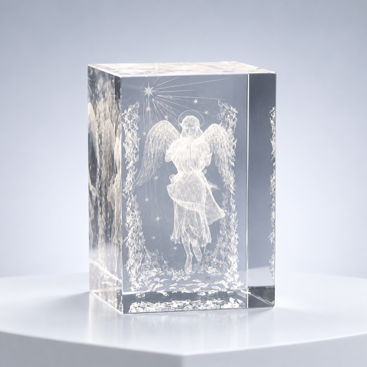 3D Crystal Angel Figurine Block