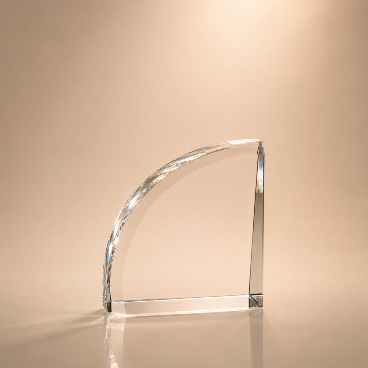 Blank Optical Crystal Quarter Circle Award