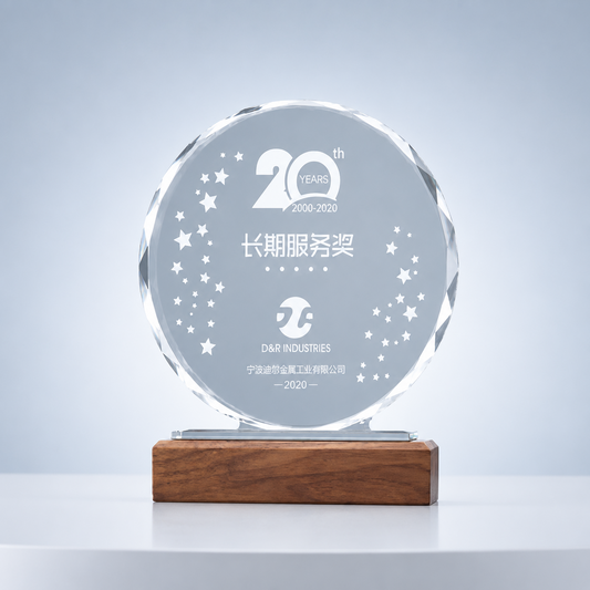 Wood & Crystal Round Service Award