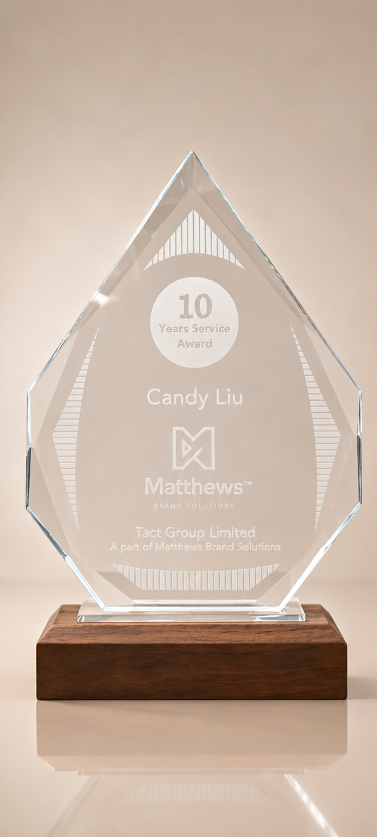 Clear Crystal Diamond Peak Award on Wood Base