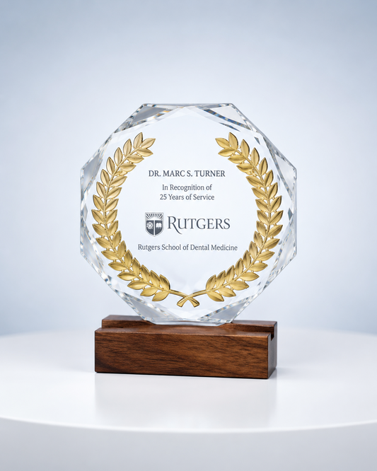 Wood & Crystal Laurel Service Award