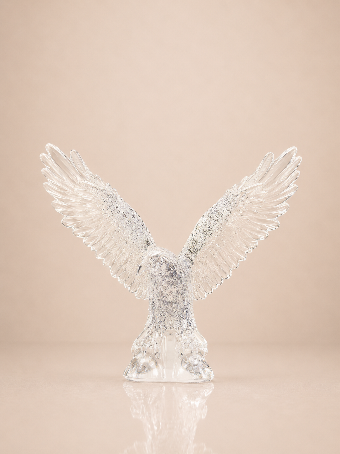 Clear Crystal Majestic Eagle with Spread Wings