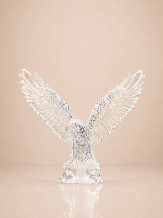 Clear Crystal Majestic Eagle with Spread Wings