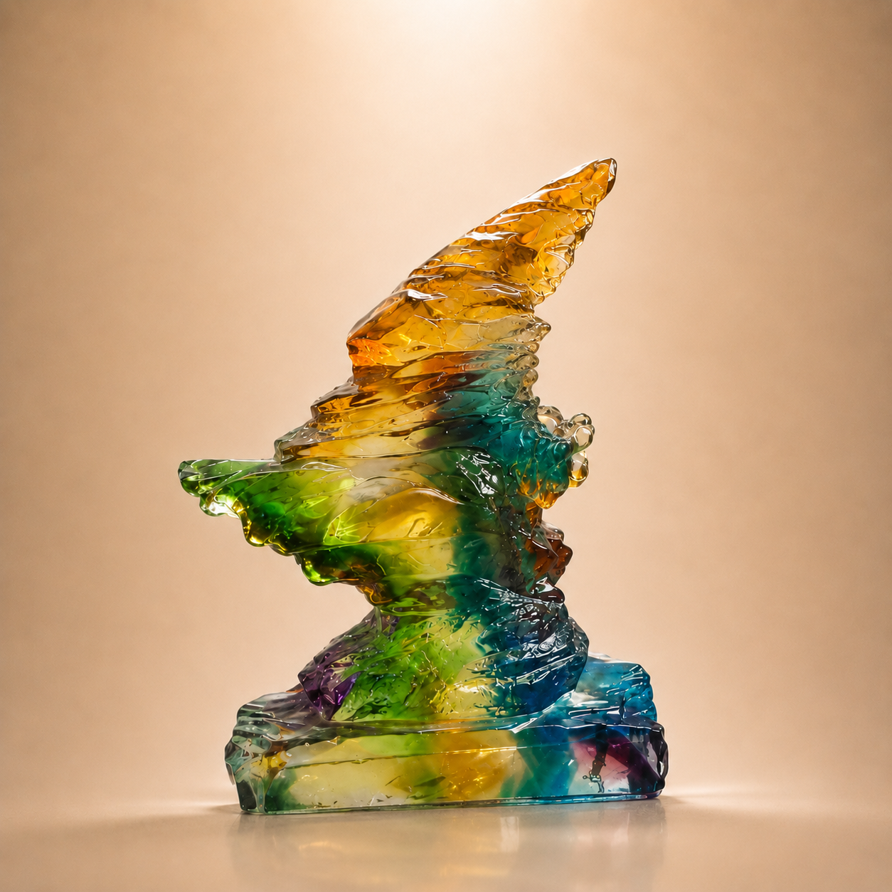 Coloured Liuli Art Glass Abstract Sculpture