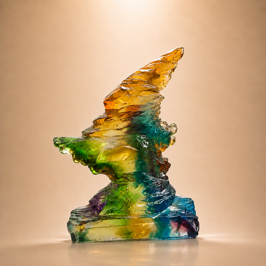 Coloured Liuli Art Glass Abstract Sculpture