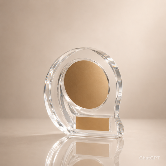 Blank Clear Crystal Curved Award with Gold Plates