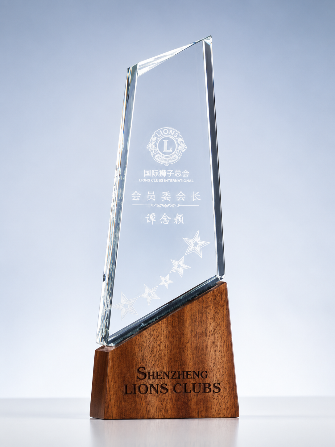 Wood & Crystal Slanted Achievement Award