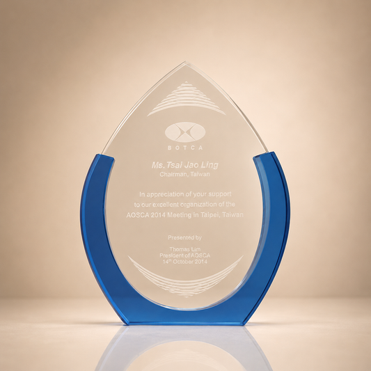 Blue & Clear Crystal Teardrop Award Trophy