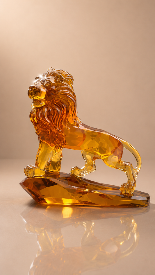 Amber Crystal Majestic Lion Figurine