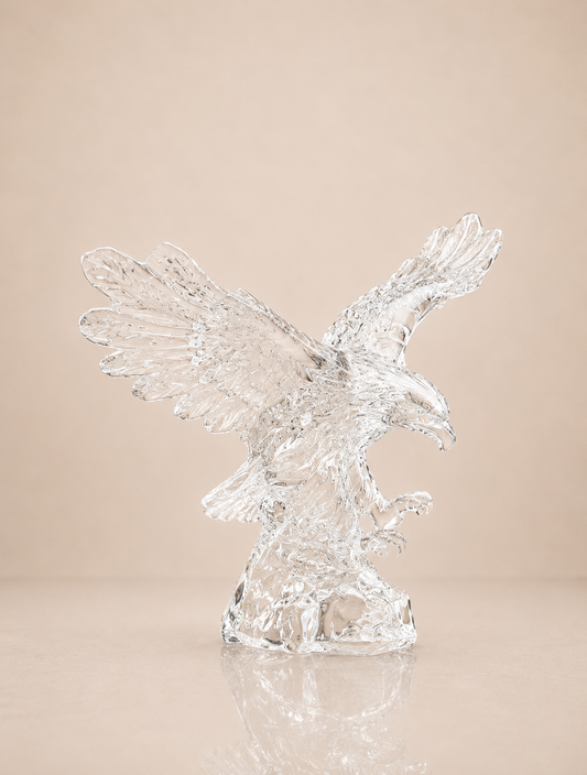 Clear Crystal Striking Eagle Figurine