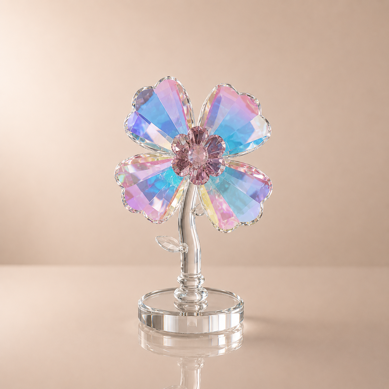 Iridescent Crystal Flower Figurine