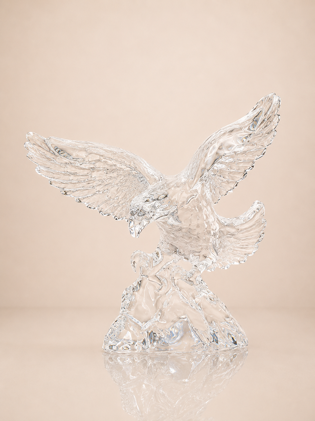 Clear Crystal Eagle on Rugged Rock Base