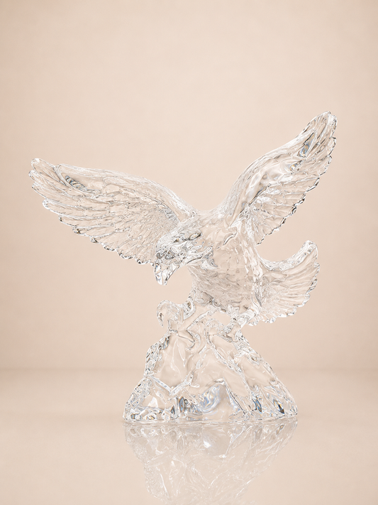 Clear Crystal Eagle on Rugged Rock Base
