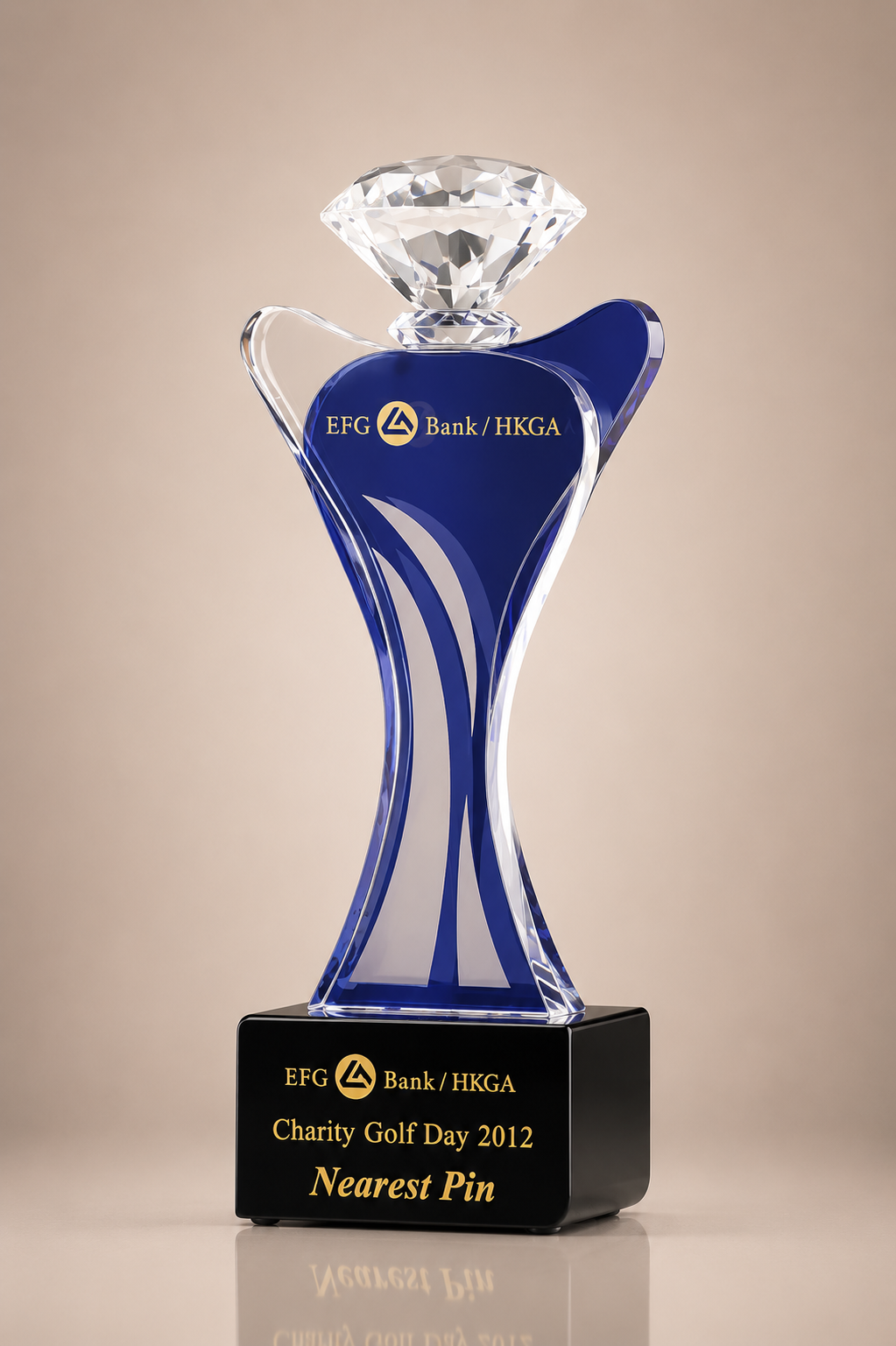 Blue Crystal Cup Award with Diamond Peak