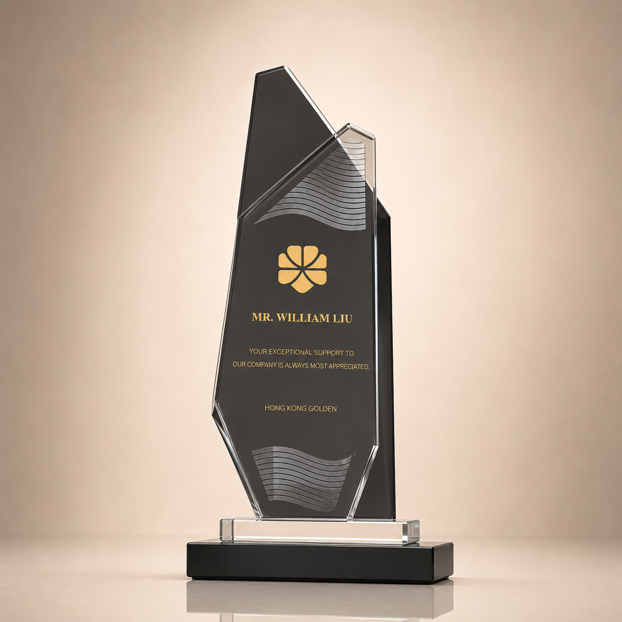 Black & Clear Crystal Geometric Award Trophy