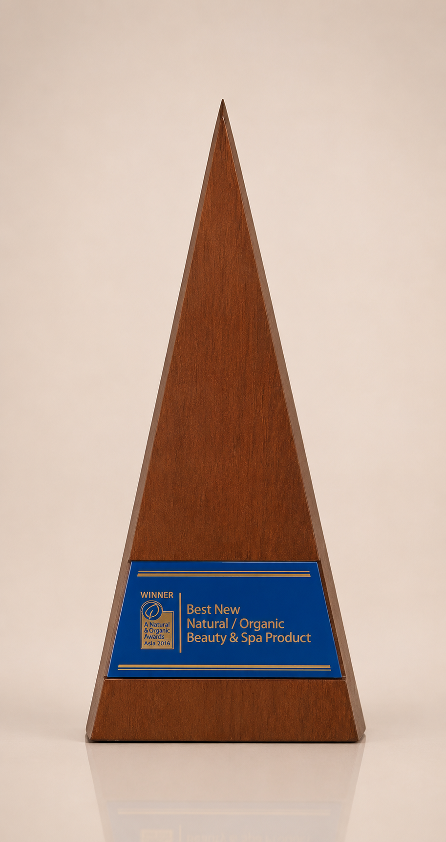 Solid Wood Obelisk Award with Blue Plaque