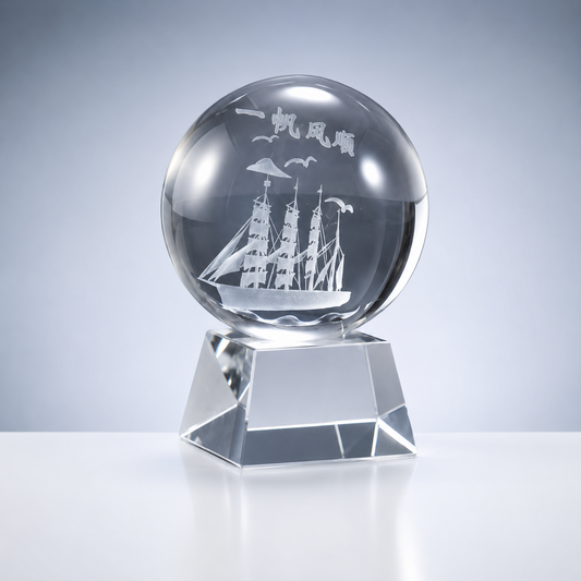 3D Crystal Sailing Ship Globe