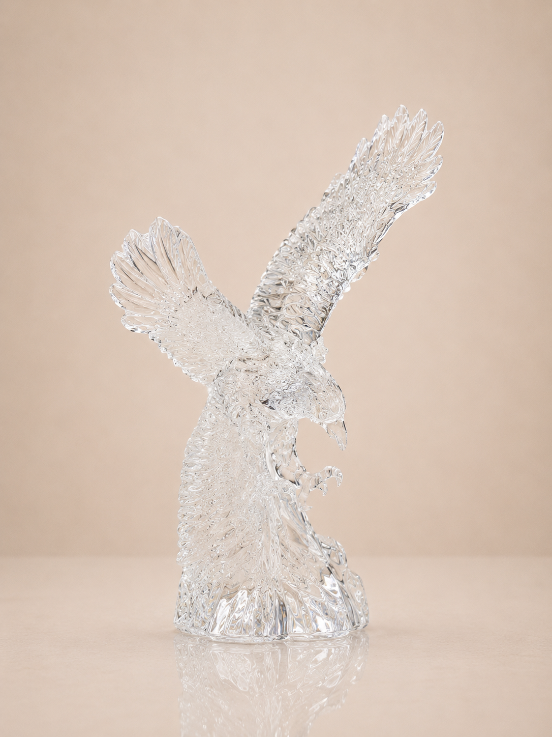 Clear Crystal Soaring Eagle Sculpture