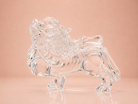 Clear Crystal Guardian Lion Sculpture